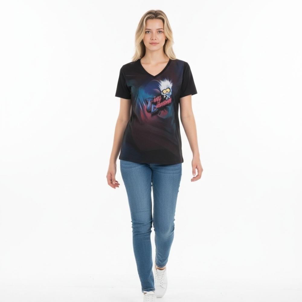 Trolls Black V-Neck Women's Top with Graphic